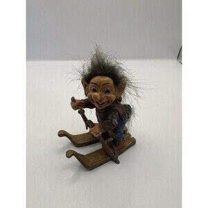 Original Nord Souvenir Norwegian Troll Figurine Skiing